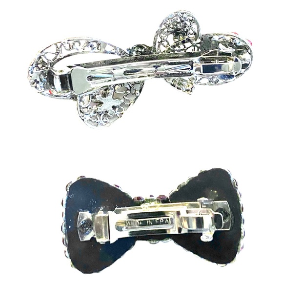Crystal & Beaded Bow Barrette Duo main image 6